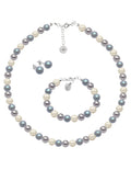 Collar, Aretes y Pulsera de Mujer Perlas de Cristal Plata .925 Zvezda