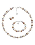 Collar, Aretes y Pulsera de Mujer Perlas de Cristal Plata .925 Zvezda
