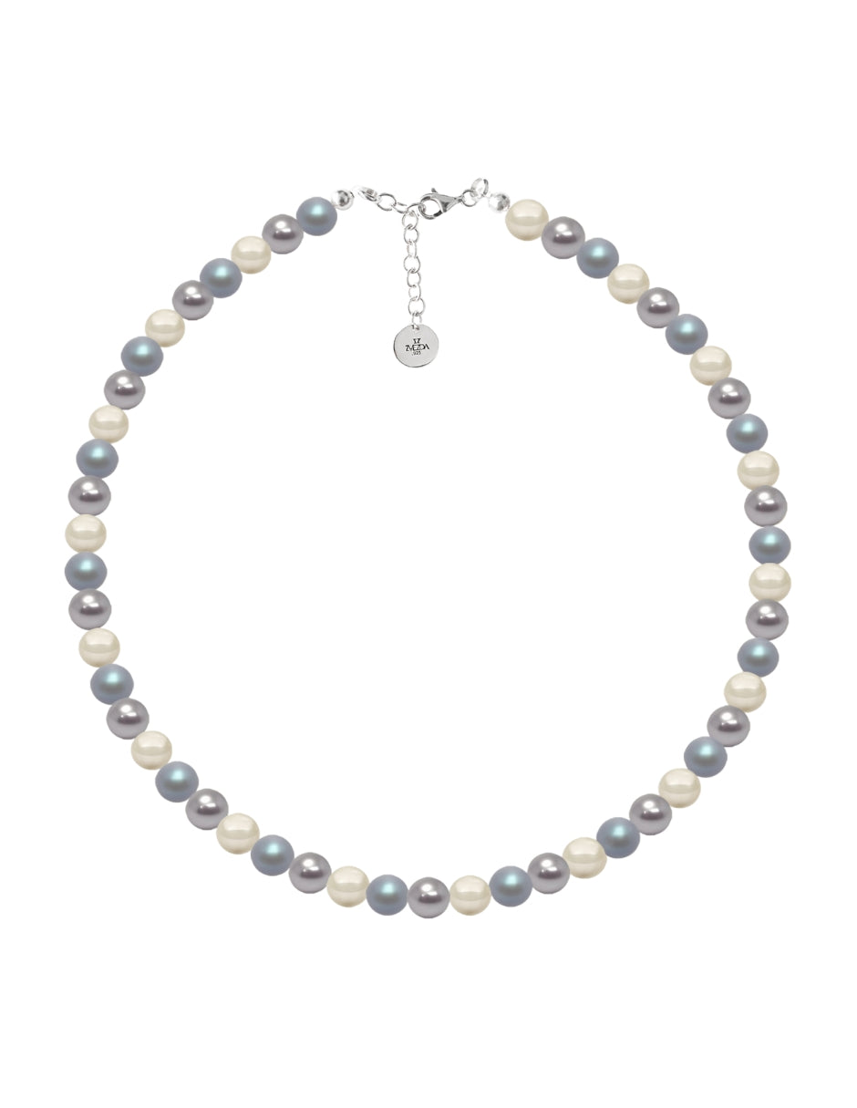 Collar y Aretes de Mujer Perlas de Cristal Plata .925 Zvezda