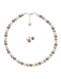 Collar y Aretes de Mujer Perlas de Cristal Plata .925 Zvezda