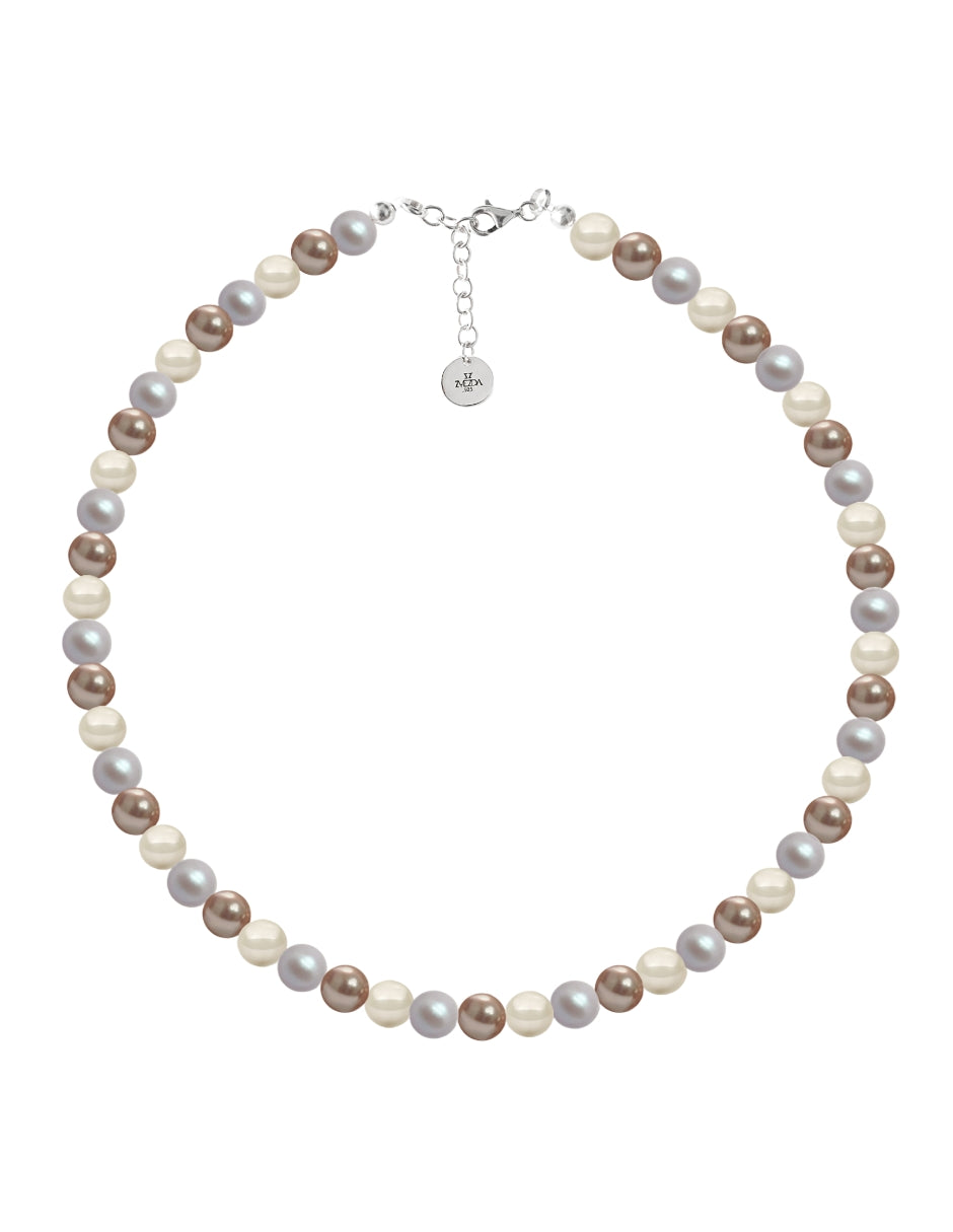 Collar y Aretes de Mujer Perlas de Cristal Plata .925 Zvezda