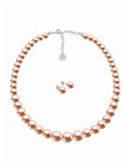 Collar y Aretes de Mujer Perlas de Cristal Crecientes Plata .925 Zvezda