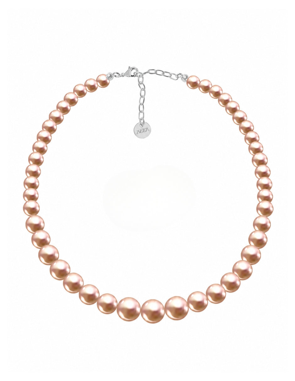 Collar y Aretes de Mujer Perlas de Cristal Crecientes Plata .925 Zvezda
