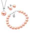 Collar Aretes y Pulsera de Mujer Plata .925 Perlas de Cristal Zvezda