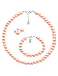 Collar, Aretes y Pulsera de Mujer Perlas de Cristal Plata .925 Zvezda