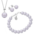 Collar Aretes y Pulsera de Mujer Plata .925 Perlas de Cristal Zvezda