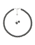 Collar y Aretes de Mujer, Perlas de cristal, Plata .925 Zvezda