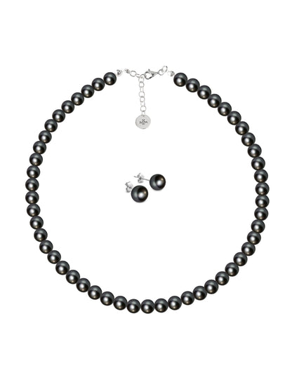 Collar y Aretes de Mujer, Perlas de cristal Swarovski, Plata .925
