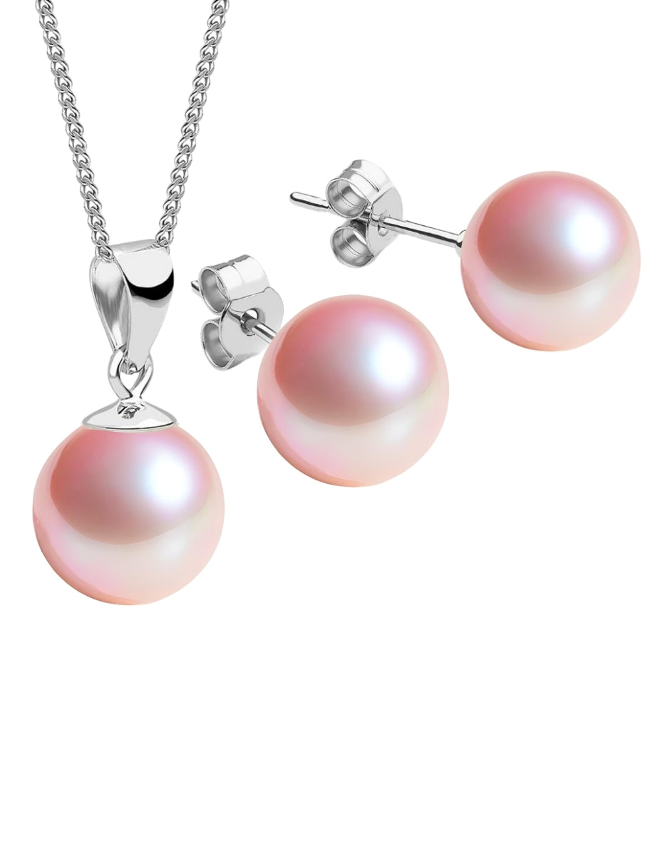Collar y Aretes de Mujer Plata .925 Perlas de Cristal Zvezda