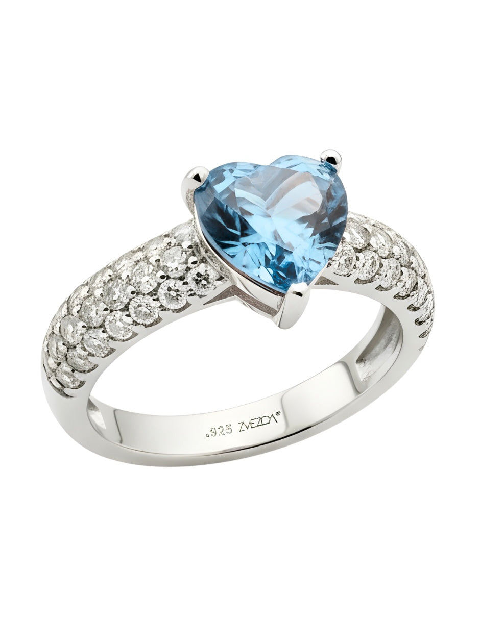 Anillo de mujer corazón plata .925 con circonia