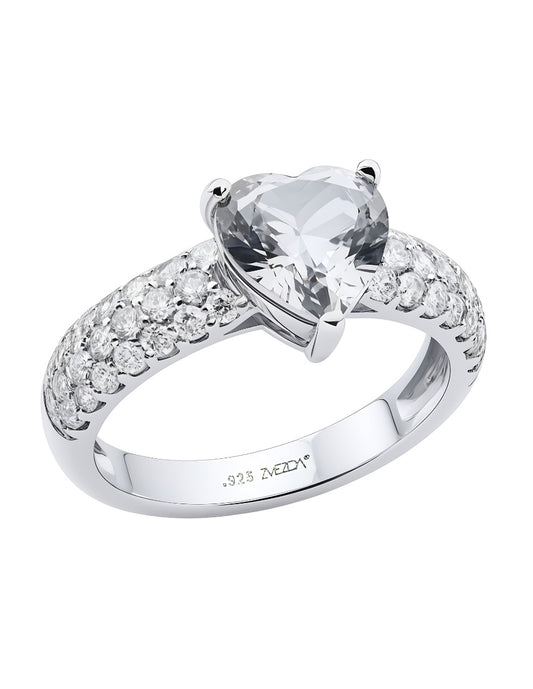 Anillo de Mujer Corazón Plata .925 con Circonia
