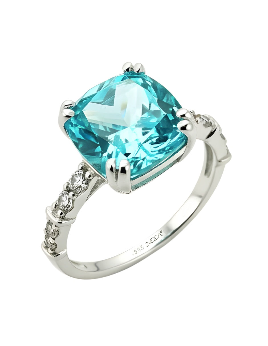 Anillo de mujer cushion plata .925 con circonia