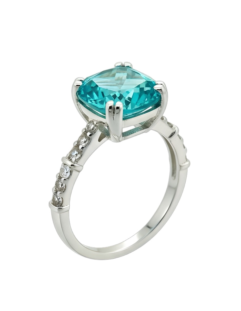 Anillo de mujer cushion plata .925 con circonia