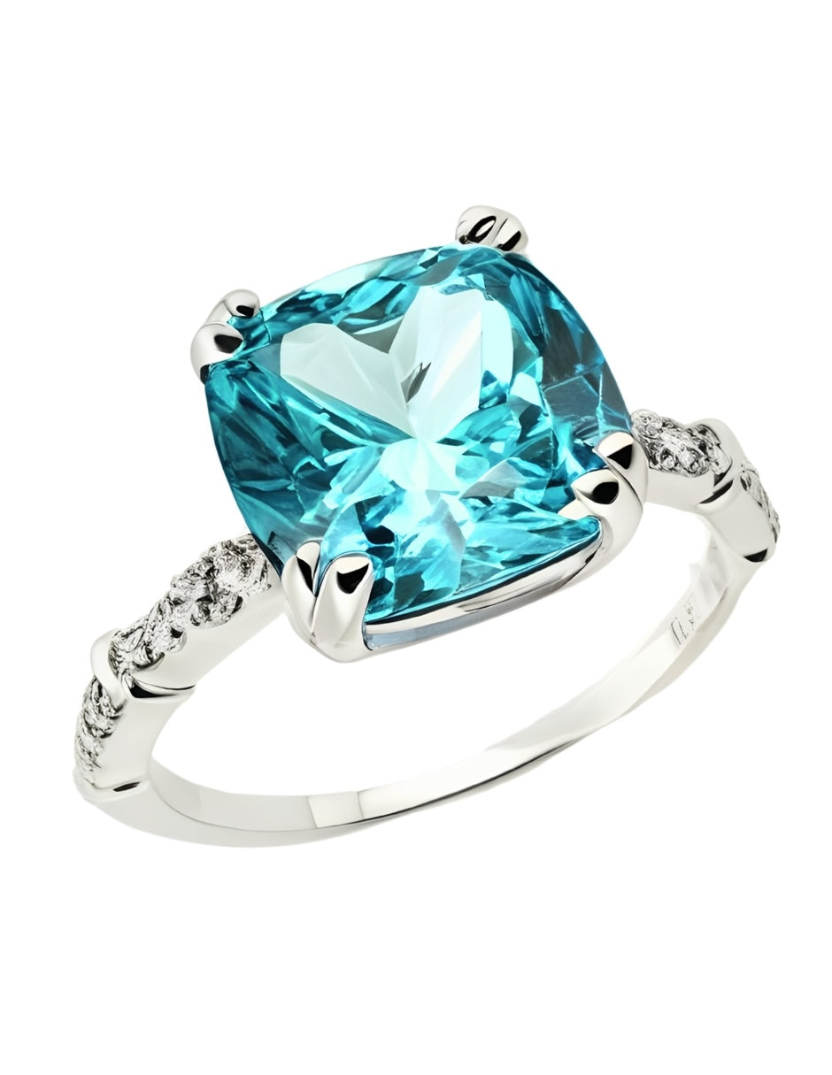 Anillo de mujer cushion plata .925 con circonia