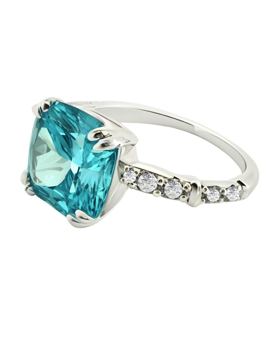 Anillo de mujer cushion plata .925 con circonia