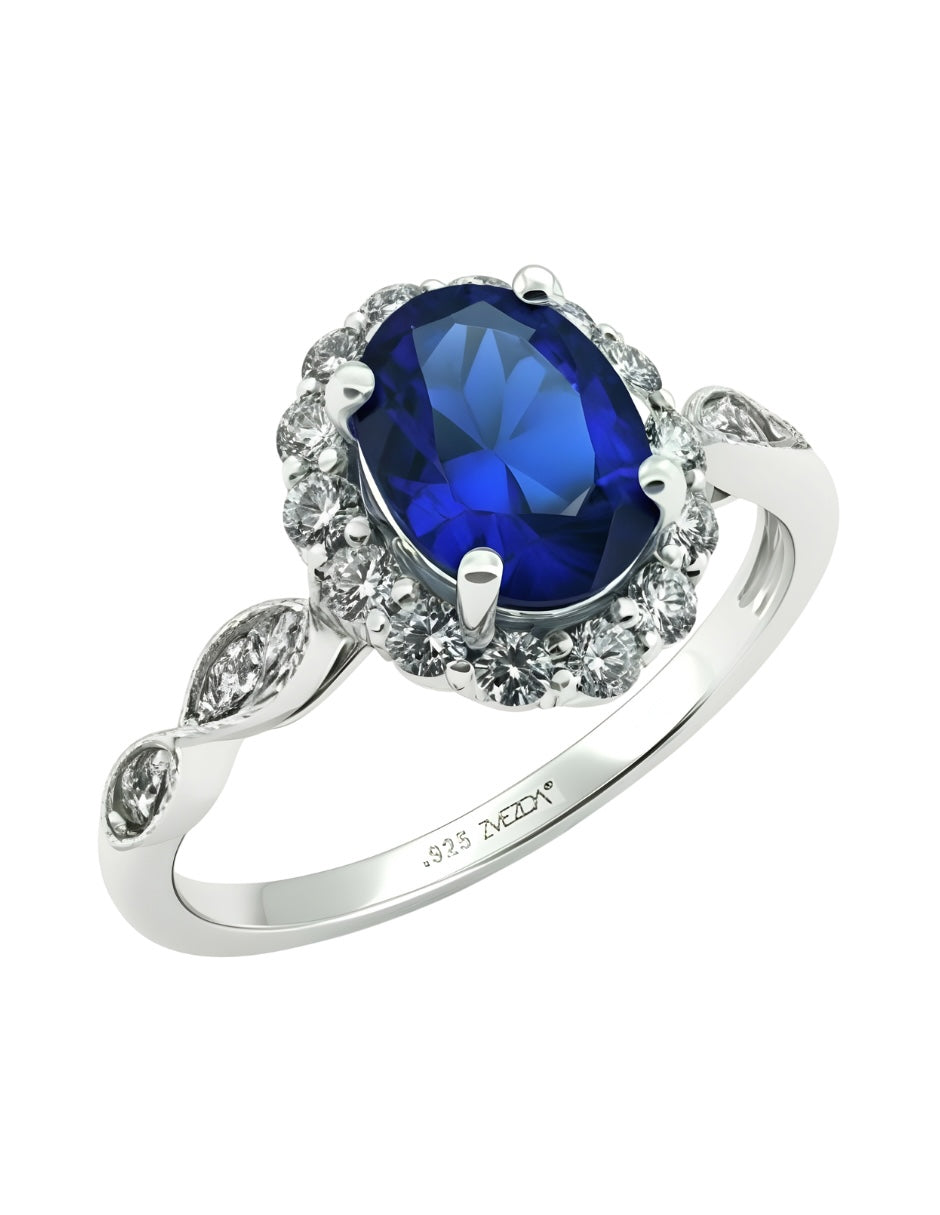 Anillo de mujer oval plata .925 con circonia