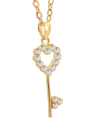 Collar de Mujer Chapa de oro 18K Llave Corazón