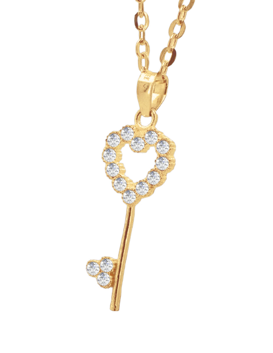Collar de Mujer Chapa de oro 18K Llave Corazón
