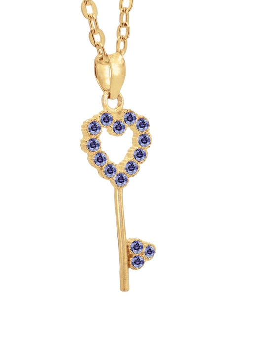 Collar de Mujer Chapa de oro 18K Llave Corazón
