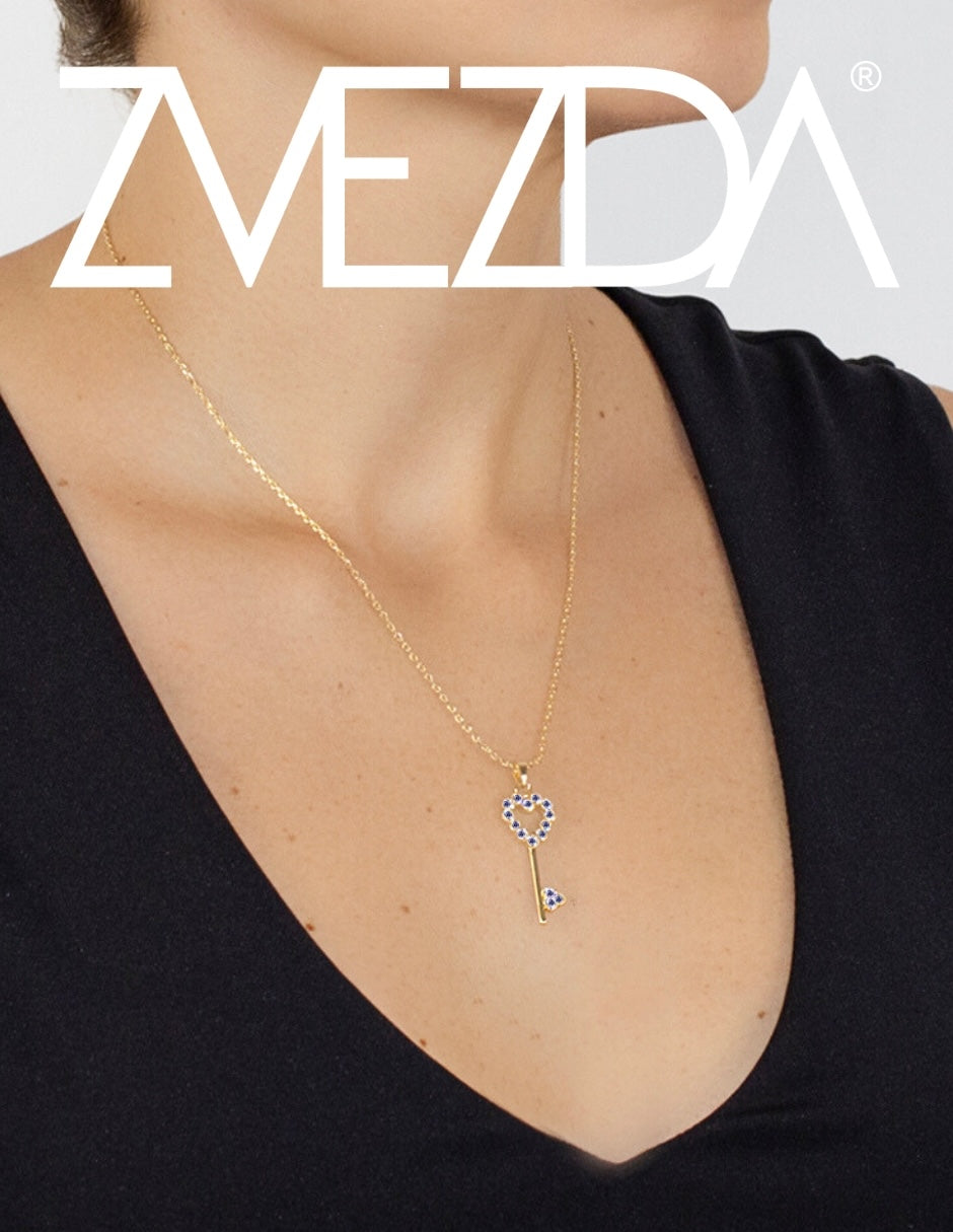 Collar de Mujer Chapa de oro 18K Llave Corazón
