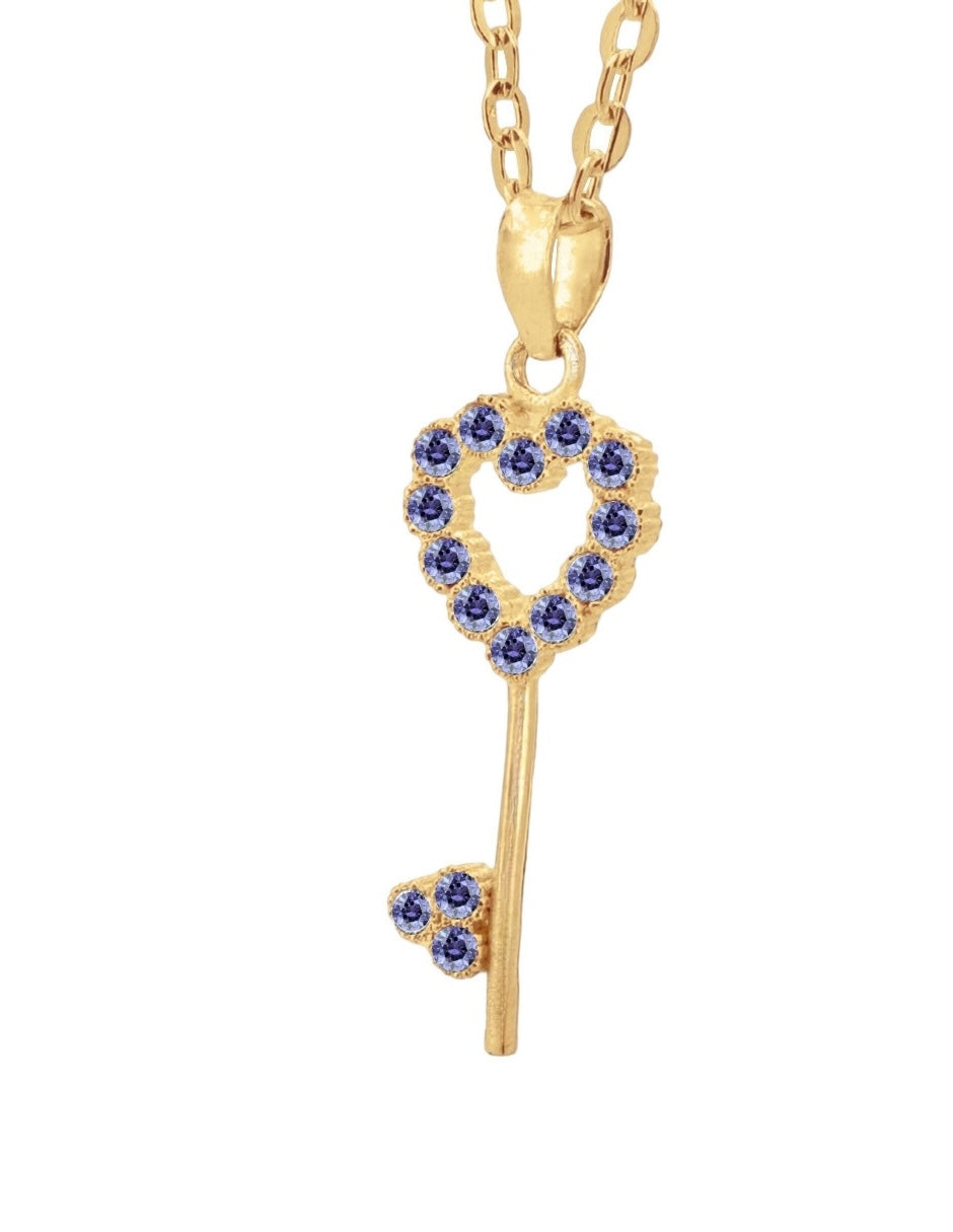 Collar de Mujer Chapa de oro 18K Llave Corazón