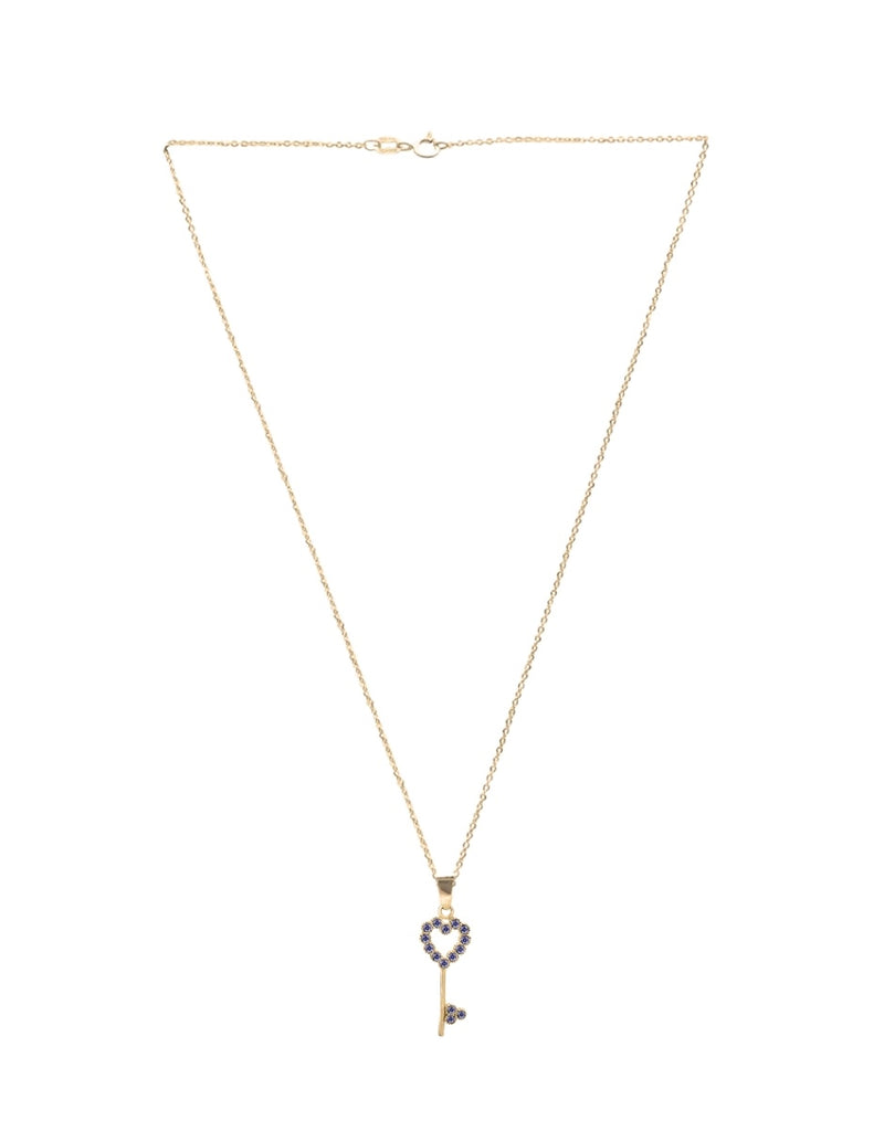 Collar de Mujer Chapa de oro 18K Llave Corazón - puesta