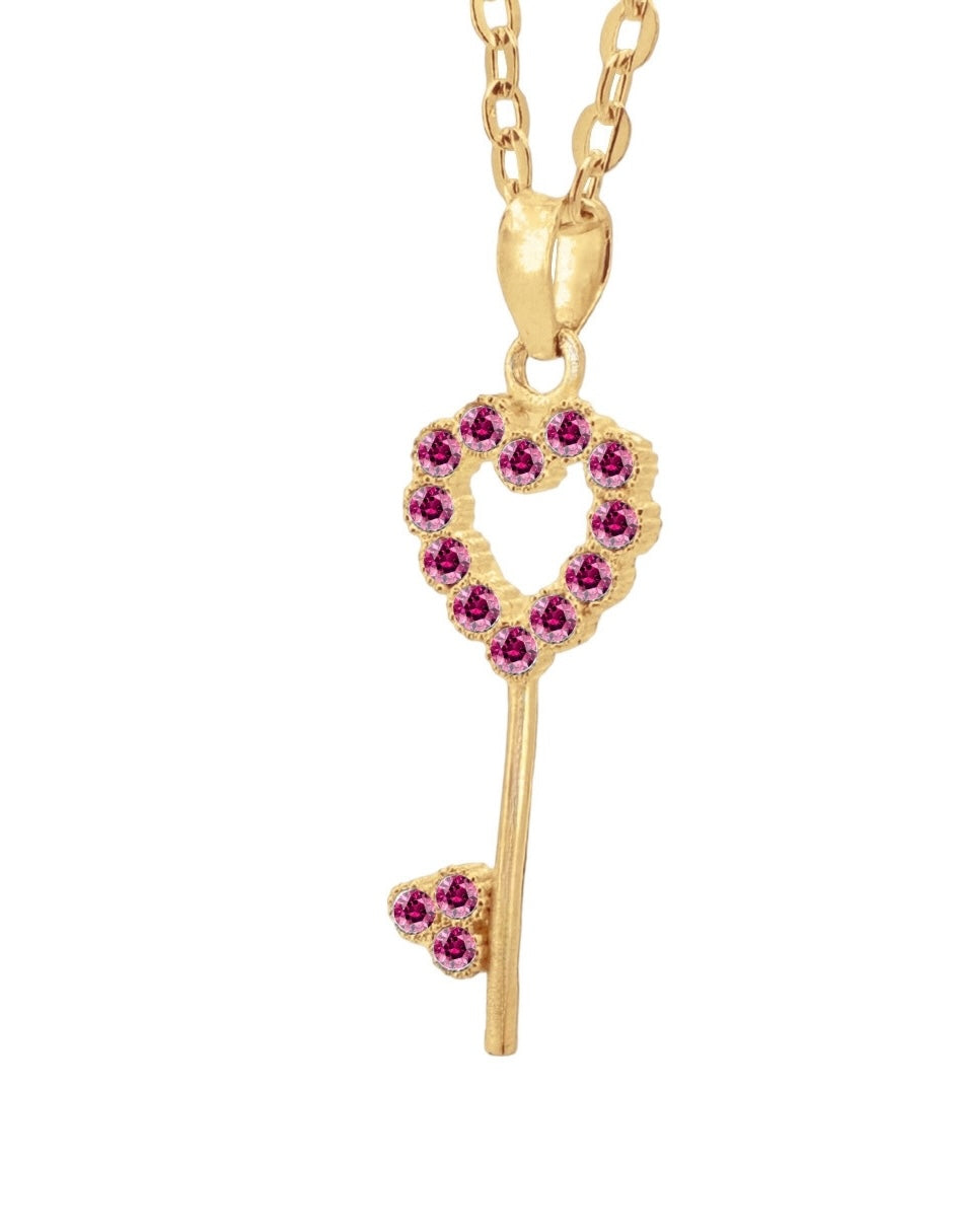 Collar de Mujer Chapa de oro 18K Llave Corazón