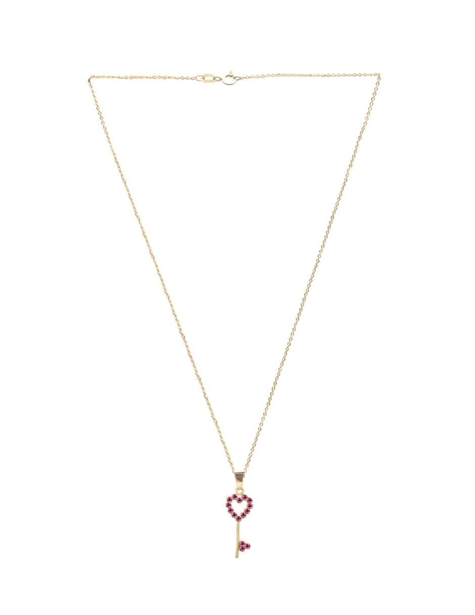 Collar de Mujer Chapa de oro 18K Llave Corazón