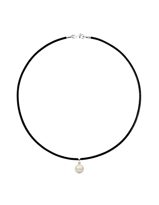Collar de Mujer Caucho, Plata .925 Perlas de Cristal Swarovski