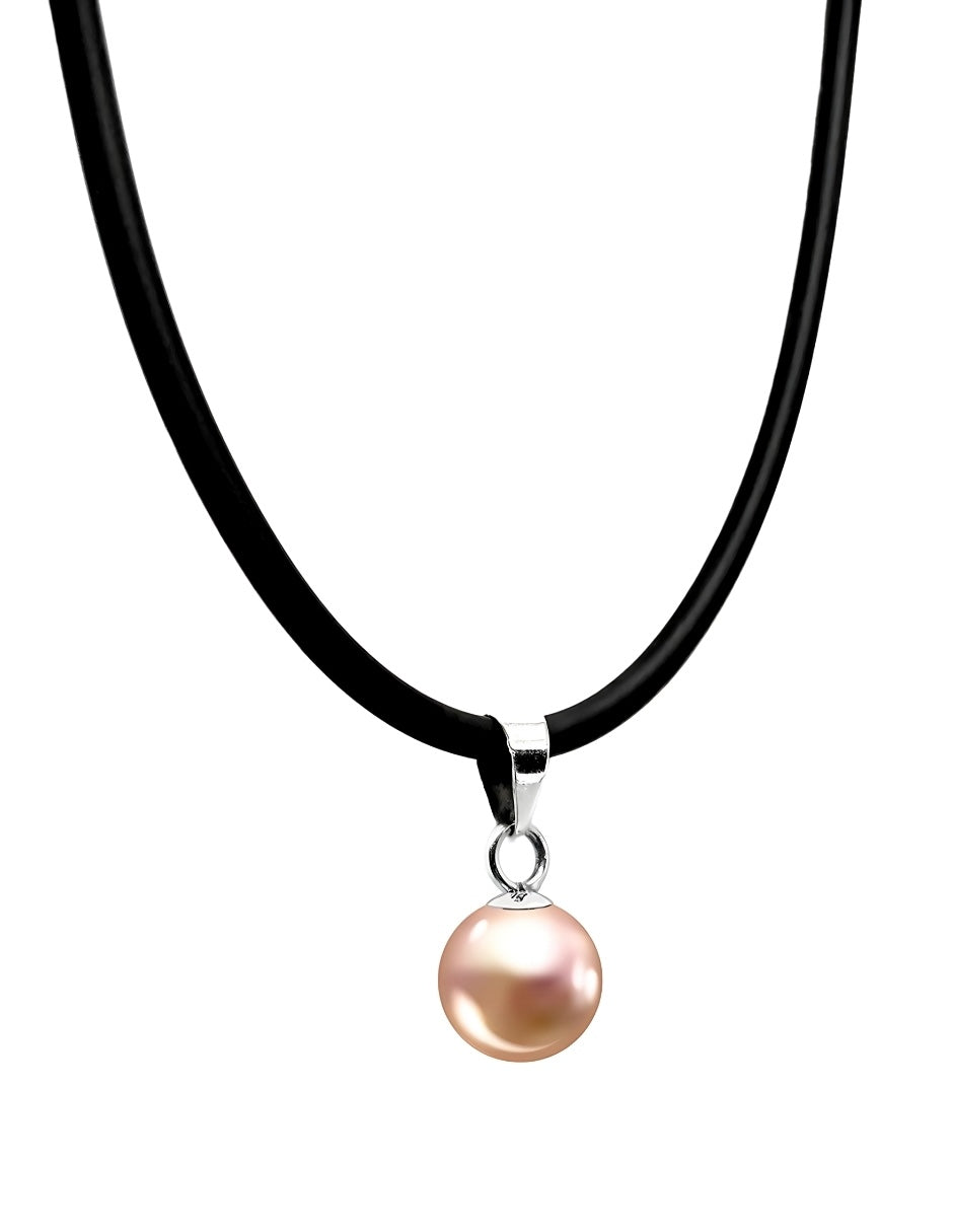 Collar de Mujer Caucho, Plata .925 Perlas de Cristal Zvezda