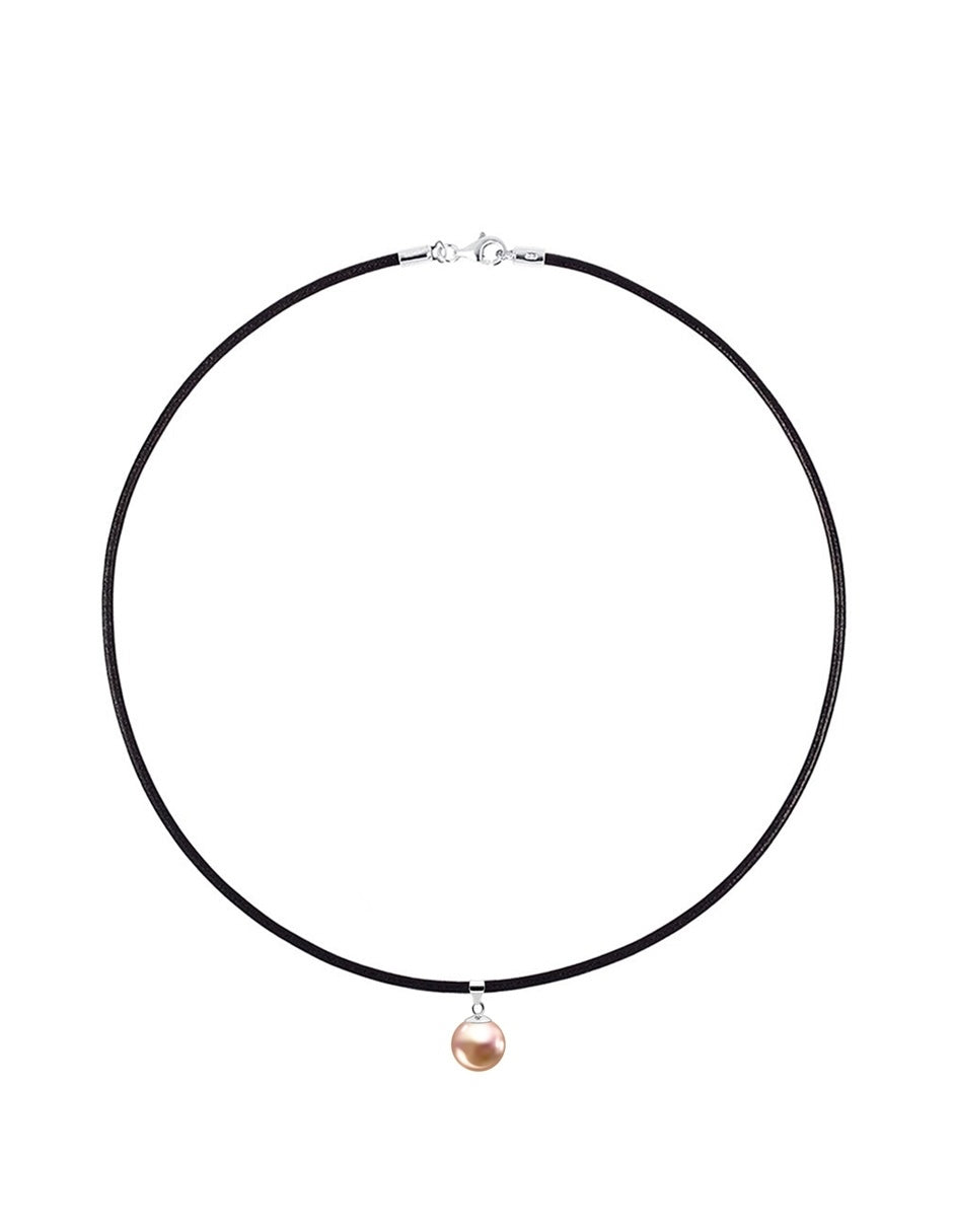 Collar de Mujer Caucho, Plata .925 Perlas de Cristal Zvezda