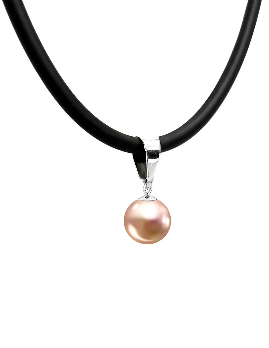 Collar de Mujer Caucho, Plata .925 Perlas de Cristal Zvezda