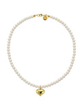 Collar de Mujer con Dije Corazón Perlas de Cristal Chapa de oro 18K Zvezda