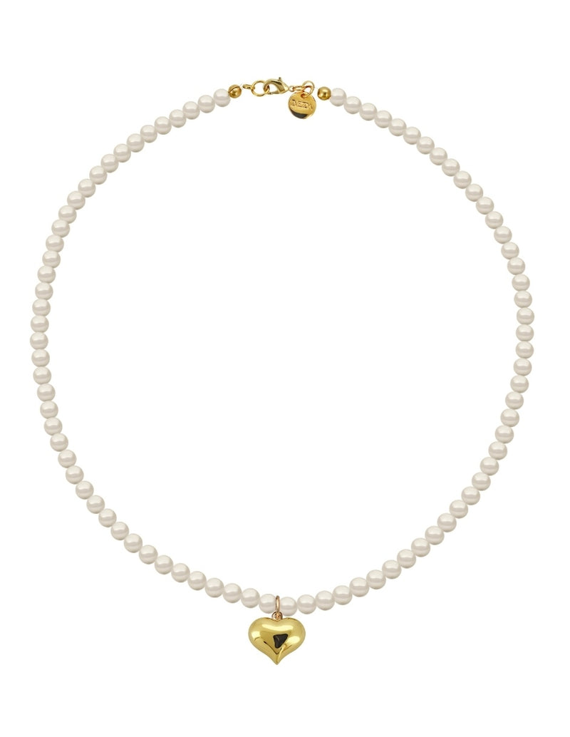 Collar de Mujer con Dije Corazón Perlas de Cristal Chapa de oro 18K Zvezda - puesta