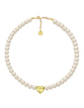 Collar de Mujer con Dije Corazón Perlas de Cristal Chapa de oro 18K Zvezda
