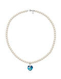 Collar de Mujer con dije de Corazón Perlas de Cristal Plata .925 Zvezda