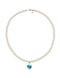 Collar de Mujer con dije de Corazón Perlas de Cristal Plata .925 Zvezda