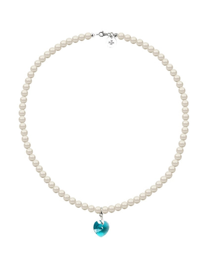Collar de Mujer con dije de Corazón Perlas de Cristal Plata .925 Zvezda