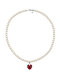 Collar de Mujer con dije de Corazón Perlas de Cristal Plata .925 Zvezda
