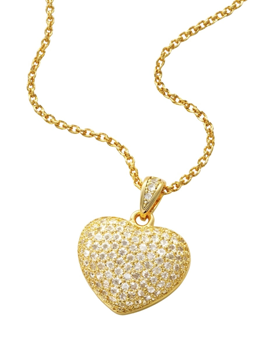Collar y Aretes de Mujer Chapa de oro 18K Corazón con Circonia