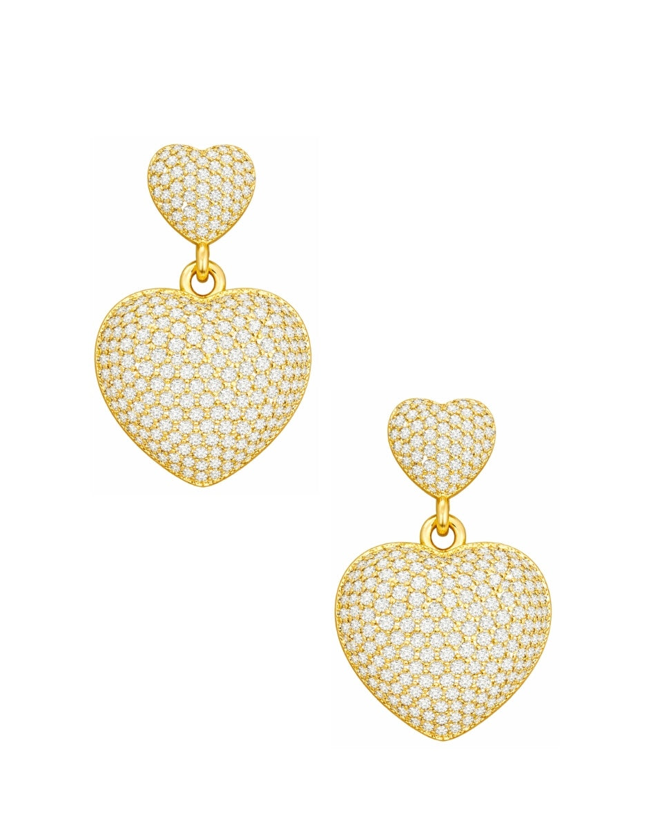 Collar y Aretes de Mujer Chapa de oro 18K Corazón con Circonia