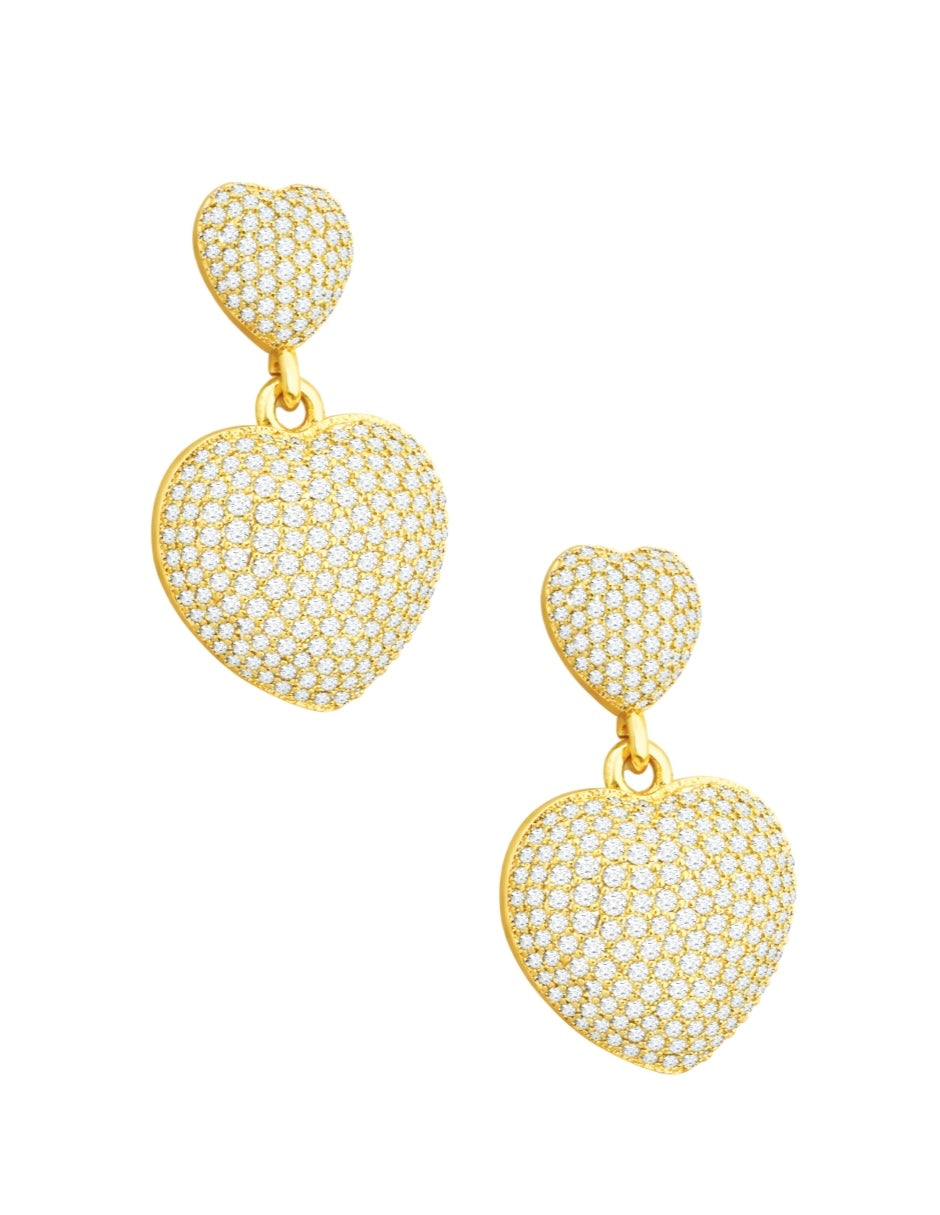 Collar y Aretes de Mujer Chapa de oro 18K Corazón con Circonia