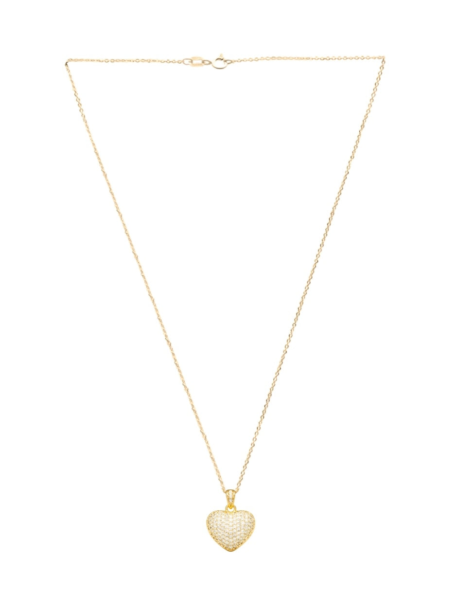 Collar y Aretes de Mujer Chapa de oro 18K Corazón con Circonia