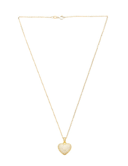Collar y Aretes de Mujer Chapa de oro 18K Corazón con Circonia