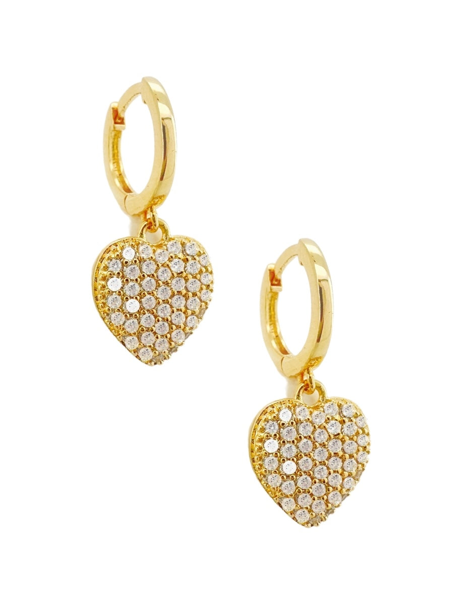 Collar y aretes de mujer Chapa de oro 18K Corazón y Circonias