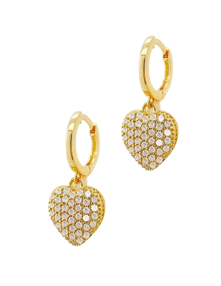 Collar y aretes de mujer Chapa de oro 18K Corazón y Circonias