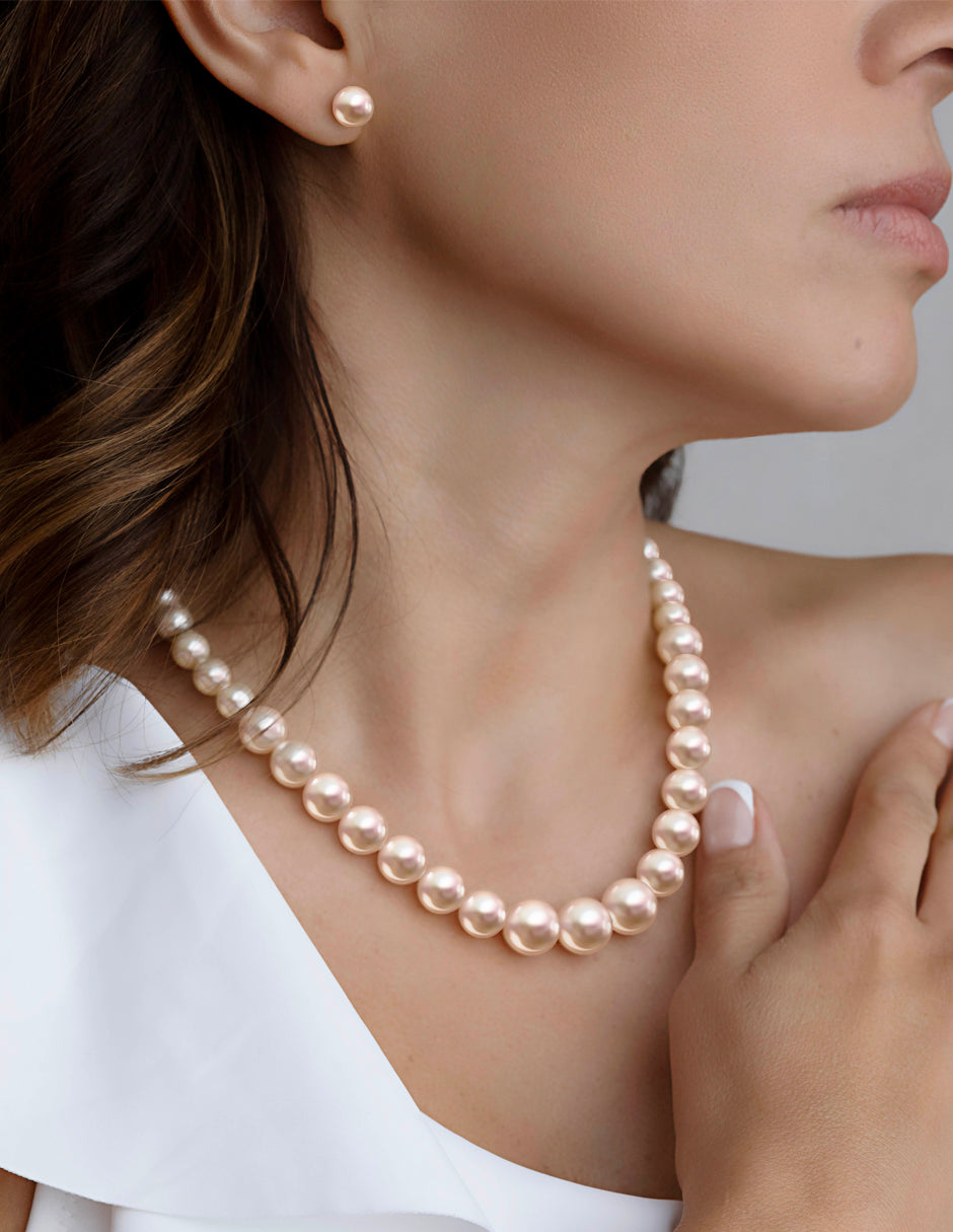 Collar y Aretes de Mujer Perlas de Cristal Crecientes Plata .925 Zvezda