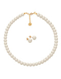 Collar y Aretes de Mujer, Perlas de cristal, Chapa de Oro 18k Zvezda