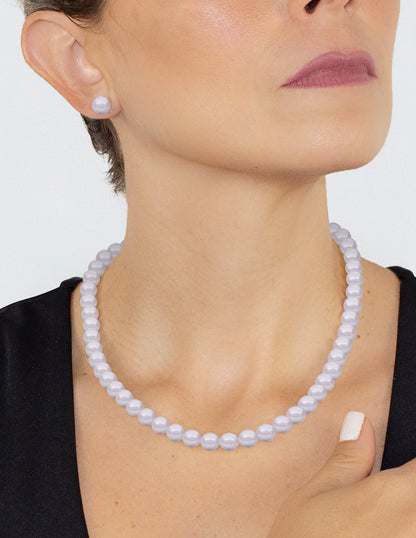 Collar y Aretes de Mujer, Perlas de cristal Swarovski, Chapa de Oro 18k