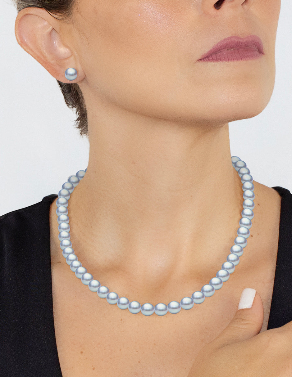 Collar y Aretes de Mujer, Perlas de cristal Swarovski, Chapa de Oro 18k